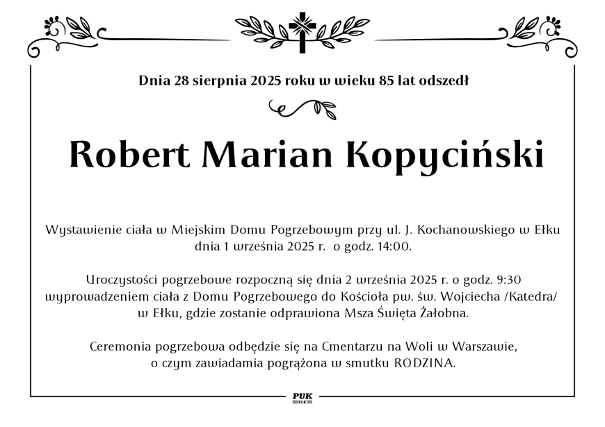 Robert Marian Kopyciński - nekrolog